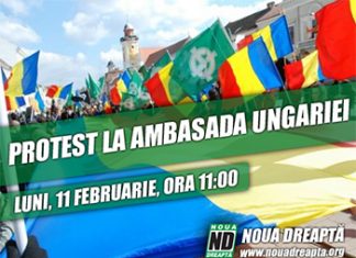 Protest NATIONALIST in fata ambasadei Ungariei din Bucuresti